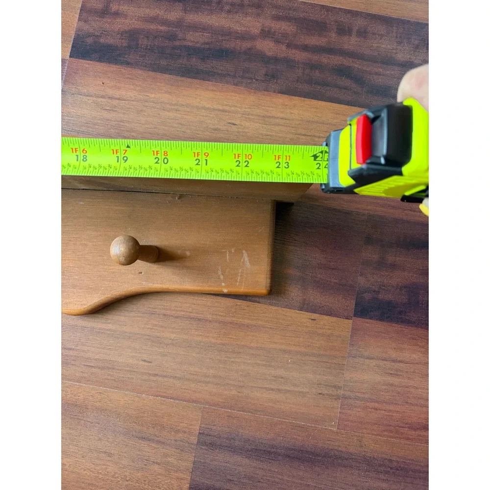 Vintage Wood Football Wall Shelf with Pegs Sports Nursery Decor 24in